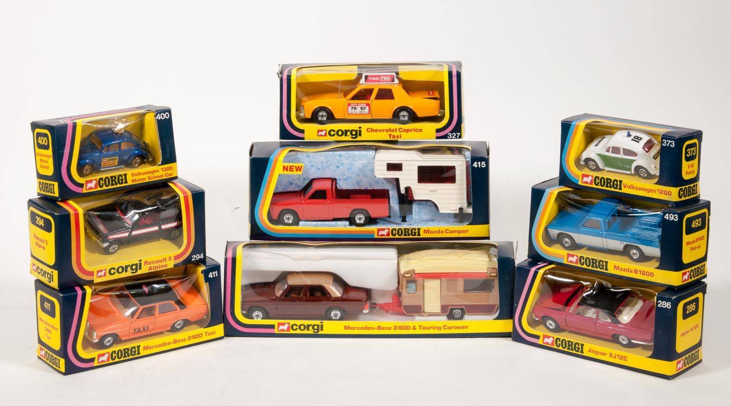 CORGI Late 1970s to Early 1980s Group of Model Cars Including Mercedes Benz 240D Touring