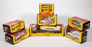 CORGI: 1980s Group of Model Vehicles including ‘The Jolly Giant’ Routemaster Bus (469); and, Ford Tow Truck (1140); and, ‘Guinness’ Ford Tanker Truck (1169). Most mint, all in original cardboard packaging. (30 items)