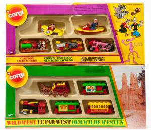 CORGI (CORGI JUNIORS): Early 1980s Pair of Gift Sets Consisting of Wild West Gift Set (3007); And, Cartoon Characters Gift Set (3084). Both mint in original cardboard windowed boxes. (2 items)