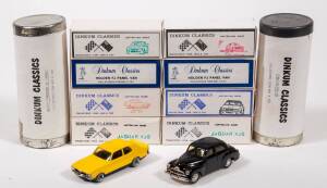 DINKUM CLASSICS: group of Model Cars including Holden Commodore VK (Mobil); and, Falcon Hard Top XA 2 Door (Green); Ford Falcon XW (Red). All mint in original cardboard packaging. (24 items)