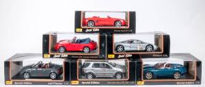 MAISTO: 1:18 Group of Model Cars Including 1992 Corvette ZR-1 (31809); And, 1997 Mercedes Benz A Class (31841); And, Honda S2000 (31879). All mint in original cardboard window boxes. (11 items)