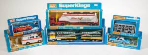 MATCHBOX: Group of ‘Superkings’ Including Plymouth ‘GF’ Police (K-78) – with two Plastic Police Figures; and, Peterbilt Refrigerated Truck (K-31); and, Dodge Ambulance (K-39) – With plastic figures of Paramedics and Patient. All mint in original cardboard