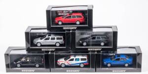 MINICHAMPS: Group of Volvo Model Cars including 1996 Volvo 850 Australian TCC Brock (23055); and, 1996 Volvo 850 Break (171411); and, 1996 Volvo S40 Saloon (171501). All mint in original perspex display case. (30 items)