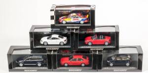 MINICHAMPS: 1:43 Group of Audi Model Cars including 1998 Audi TT Coupe (26742); and, 2001 Audi A4 Avant (10110); and, 2002 Audi RS6 (11700). All mint in original perspex display case. (32 items)