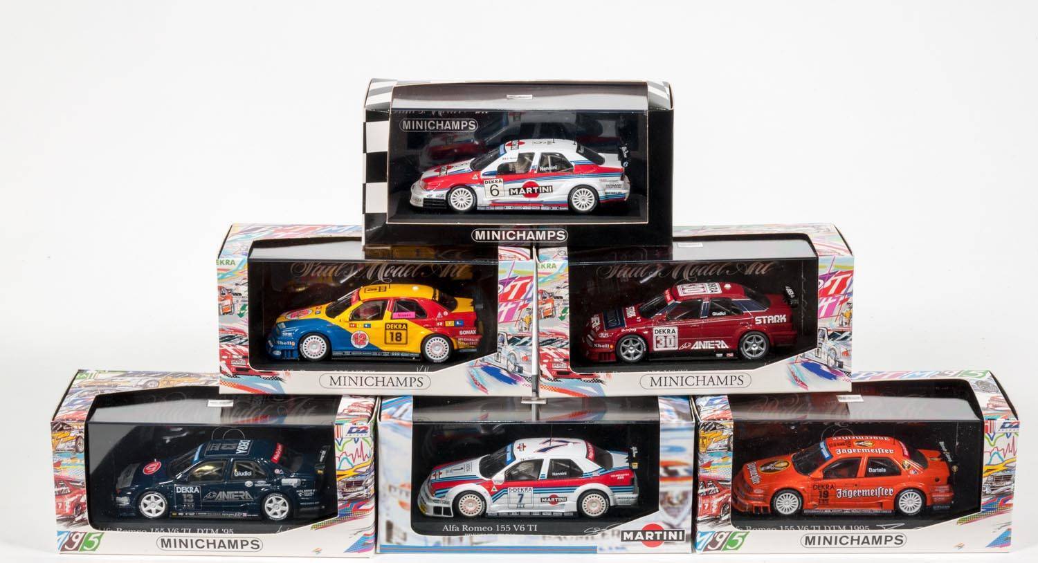 MINICHAMPS: 1:43 Group of Alfa Romeo including 1996 Alfa Romeo 155 V6 TI DTM  (960506) –