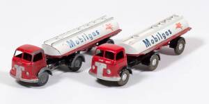 MICRO MODELS (Australia): 1950s pair of Mobilgas Tankers (Red & White). Very good to good condition with slight repainting done to one of them. (2 items)