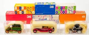 RIO: 1:43 Group of Model Vehicles Including 1929 Bugatti Royale Model 41 (37) – Line Green; And, 1929 Lancia ‘Dilambda’ (41) – Green; And, 1931 Rolls Royce Phantom II (39) – Maroon. All mint in original perspex display cases and cardboard packaging. (45 i