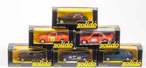 SOLIDO: Group of Model Cars including Alfa-Sud (69); and, Opel GTE Rallye (70); and, BMW 3000 CSL (75). All mint in original black cardboard windowed box. (11 items)