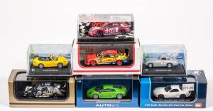 Miscellaneous Group of 1:64 Scale Model Cars consisting of AUTO ART: BMW Mini Copper (20023) – Blue; and, BIANTE: Ford Falcon XR8 Dick Johnson Racing (B640101B) -Red, Yellow and Blue; and, PAULS MODEL ART: McLaren F1 Road Car (133640). All mint in origina