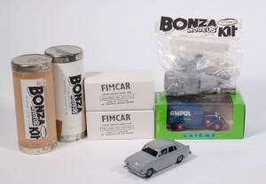 Miscellaneous group of Model Cars and Model Car Hobby Kits including BONZA MODELS: EJ Holden Sedan – Red; and ELICOR: Ford Camionette 1934 Guinness (1076); and, FIMCAR: Holden EK (102). Most mint in original cardboard packaging. Mixture of built and unbui