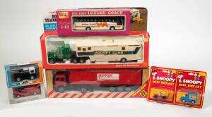 Miscellaneous Group of Model Cars Including AVIVA: Snoopy Skate ‘n’ Surf (2040); And, AR-GEE: 4 Wheel Drive (1001); And, LUXUARY COACH: Wallace Arnold Bus. All mint in original cardboard packaging.  