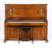 HAINES BROS. THE MARQUE AMPICO: Walnut cased tonal player piano with original sconces, stall and rolls circa 1927. 160 x 80 x 137cm