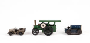 MINIC TRI-ANG: Toy army jeep & 2 x toy tractors