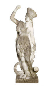 A large Carrara marble figure of Athena; approx. 148 high, 107cm wide