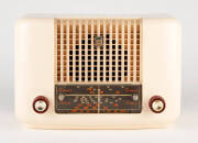 Two Philip's Minstrel coloured mantle radios (red and cream) circa 1950. - 2