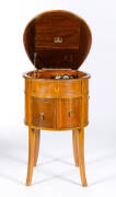 BAND MASTER: Horse shoe shaped gramophone. Cylindrical inlaid timber cabinet on saber legs, circa late 1920's. Extremely&nbsp;RARE.
