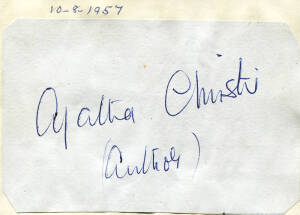 AGATHA CHRISTIE (1890-1976, English crime writer), nice signature on piece.