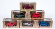 BRUMM: 1:43 Group of ‘Oro Series’ Model Cars Including 1939 Lancia Aprilia Berlina 47HP (59) – Maroon; And, 1940 Ferrari 815 Sport HP 75 (66) – Red; And, 1938 Mercedes W125 Coppa Wanderbilt (71) – Silver. All mint in original perspex display case. (30 ite