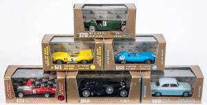 BRUMM: 1:43 Group of ‘Oro Series’ Model Cars Including 1956 Fiat 1400 B HP 58 (166) – Powder Blue; And, 1968 Ferrari 312 F.1. HP 400 (171) – Red; And, 1928 Bentley Speed Six 160 HP (184) – Dark Green. All mint in original perspex display case. (30 items)