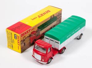 DINKY: Late 1960s AEC Articulated Lorry (914) – Red Cab, Pale Grey Body with Green Plastic Roof. Mint in original cardboard packaging with original instructions. 