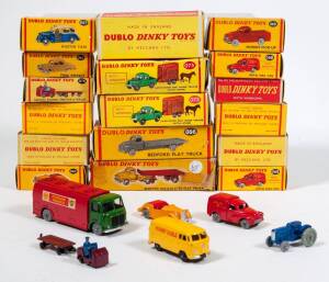 DUBLO DINKY: Late 1950s to Early 1960s Group of Model Vehicles Including Austin Taxi (067); And, Land Rover and Horse Trailer (073) – with Horse Figure; And, Lansing Bagnall Tractor & Trailer (076). All mint in original yellow cardboard boxes. Damage to o