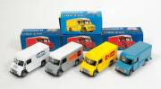 LION-TOYS: Group of Model Commer Vans Including Commer Bestelwagen ‘Van Gend & Loos’ (54) – Grey; Commer Bestelwagen ‘Kodak’ (55) – Yellow; And, Commer Bestelwagen (55) – Blue; And, Commer Bestelwagen ‘Birds Eye’ (55) – White. All mint in original cardboa