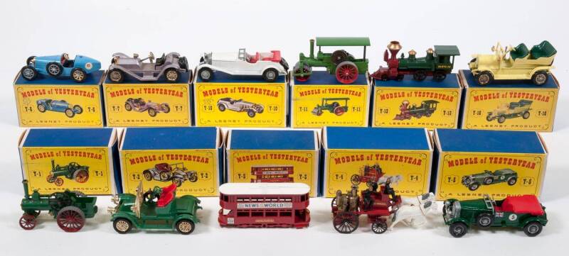 MATCHBOX: Group of 1960s D-1 Type ‘Models of Yesteryear’ Including Aveling & Porter Steam Roller (Y11); And, American Sante FE Locomotive (Y13); And, 1904 Spyker Veteran Automobile (Y16). All mint to near mint in original cardboard D-1 type boxes. Slight