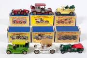 MATCHBOX: Group of 1960s E Type ‘Models of Yesteryear’ Consisting of 1910 Benz Limousine (Y3); And, 1912 Rolls Royce (Y7); And, 1904 Spyker Tourer (Y16). All mint to near mint in original cardboard E type boxes. Very slight damage to some of the cardboard