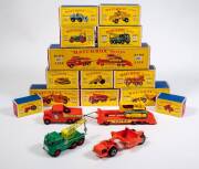 MATCHBOX: Group of 1960s Lesney Era D Type King Size Including Foden ‘Hoveringham’ Tipper (K1); And, Scammell 6 x 6 Ballast Tractor with Low Loader Trailer and Caterpillar D9 Heavy Tractor Load (K8); And, Aveling Barford Tractor Shovel (K10). All mint in