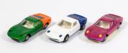 MATCHBOX: Group of Three ‘Speedkings’ Lamborghini Miura Pre-production Colour Trial Including Lamborghini Miura (K24) – White and Blue with Cream Interior, Clear Windows, Blue Base and 5 Spoke Wheels; And, Lamborghini Miura (K24) – Green and Orange with C