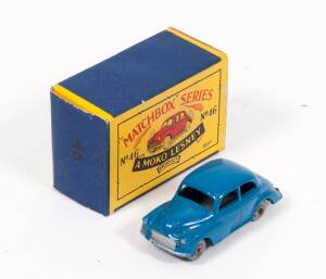 MATCHBOX: Hard To Find 1950s Moko-Lesney Era 1-75 B Type Morris Minor 1000 (46) – Blue Body, Black Base and Grey Plastic Wheels. Mint in superb original cardboard box. 
