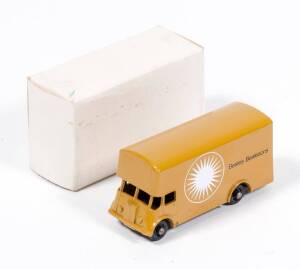 MATCHBOX: Rare 1960s Lesney Era 1-75 D Type ‘Beales Bealeson’ Guy Removals Van (46) – Tan Body, Lacking Silver Trim, Black Base and Black Plastic Wheels. Mint condition in its original plane white cardboard box. The Box is missing its ‘It’s a Pleasure’ St