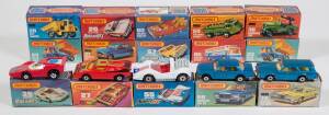 MATCHBOX: Group of 1970s Lesney Era 1-75 'Superfast', 'Rola-matics', ‘Streakers’ J Type Model Cars Including VW Golf (7); And, Personnel Carrier (54); And, Wreck Truck (61). Most mint, all in original cardboard packaging. (130 items)