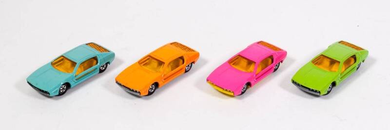 MATCHBOX: Group of 1970s Lamborghini Marzal (20) Pre-production Colour Trials and Unique Variations Including Hot Pink Body, White Interior, Yellow Base and 5 Spoke Wheels; And, Powder Blue Body, White Interior, Unpainted Base and 5 Spoke Wheels; And, Ora