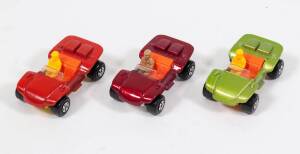 MATCHBOX: Group of 1970s ‘Rolamatics’ Beach Hopper Pre-production Colour Trial (47) Including Green Body, Orange Interior, Yellow Driver and Orange Base; And, Metallic Red, Orange Interior, Tan Driver and White Base; And, Red Body, Orange Interior, Yellow