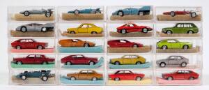 SCHUCO: German Group of Model Vehicles Including VW Passat TS (301872) – Yellow; And, Ford-Taunus GT Coupe (301832) – Red; And, BMW Turbolader (301864) – Orange. All mint in original perspex display cases. Damage to some of the perspex cases. (45 items)