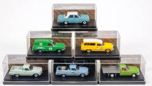 TRAX: 1:43 Group of Holden Model Cars Including Holden EJ Van ‘Aussie Oil Series’ (TR53B) – ‘BP’ Green; And, 1965 Holden HD Premier Station Sedan (TR57C) – Maroon with White Roof; And, Holden EH Utility ‘Aussie Oil Series’ (TR54D) – ‘Golden Fleece’ Yellow