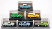 TRAX: 1:43 Group of Holden Model Cars Including Holden EJ Van ‘Aussie Oil Series’ (TR53B) – ‘BP’ Green; And, 1965 Holden HD Premier Station Sedan (TR57C) – Maroon with White Roof; And, Holden EH Utility ‘Aussie Oil Series’ (TR54D) – ‘Golden Fleece’ Yellow