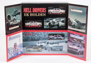 TRAX: 1:43 Group of Holden Model Sets Including Holden HR Series ’66 3 Model Set (TRS32); And, 40th Anniversary EJ Holden 2 Model Set (TRS39); And, 40th Anniversary EK Holden 2 Model Set (TRS21). All mint in original cardboard display case (7 items)