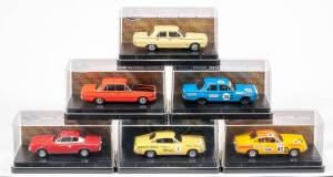 TRAX: 1:43 Group of Chryslers Including 1962 Chryslers R Series Valiant (TR35E) – Grey; And 1969 Chryslers VF Valiant Pacer (TR63B) – Dark Blue; And, 1970 Chryslers VG Valiant Pacer Sedan (TR64) – Cream. All mint in original perspex display case. (12 item