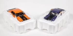 TRAX: 1:24 Pair of Ford XY Falcon GTHO Including Ford XY Falcon GTHO (TX-024) – Purple; And, Ford XY Falcon GTHO (TX-024) – Orange. All mint in original polystyrene can cardboard packaging. (2 items)