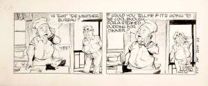 CARL LYON (1903-82), original 'Wally and the Major' Cartoons (10), pen and ink on paper, all signed lower right, each overall 56x21cm. Together with Printer's Proofs; plus book "An Introduction to Carl Lyon" by Burgess [Sydney, c1988].