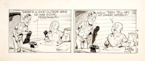 CARL LYON (1903-82), original 'Wally and the Major' Cartoons (10), pen and ink on paper, all signed lower right, each overall 56x21cm. Together with Printer's Proofs; plus book "An Introduction to Carl Lyon" by Burgess [Sydney, c1988].