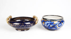 Vienna porcelain fruit bowl & English porcelain fruit bowl with silver plated rim.