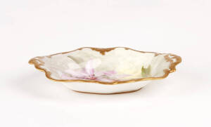 ROYAL DOULTON: Hand painted botanical patterned fruit bowl "Cattleya Superba" signed D.Dewsberry. 27.5cm x 23cm