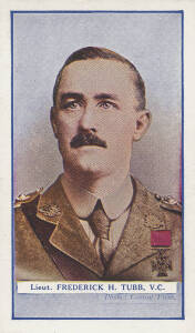 GALLAHER: 1916 "The Great War - Victoria Cross Heroes" 4th Series of (25) complete, VF. Includes Lieut. Fredrick Tubb (A.I.F.) for conspicuous bravery at Gallipoli, Lieut. William Symons (A.I.F.) Gallipoli & Private John Hamilton (A.I.F.) Gallipoli.