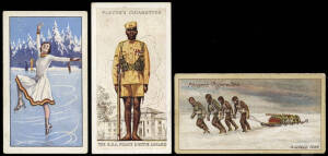 PLAYERS: 1916 "Polar Exploration" 2nd Series [25]; PLAYERS: 1938 "Military Uniforms of the British Empire Overseas" (adhesive backs) [50]; GALLAHER: 1934 "Champions" (no captions) [48] including Walter Lindrum, Harold Larwood, Jack Crawford & Jim Mollison