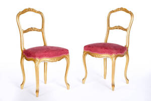 Set of four French antique glided dining chairs.&nbsp;
