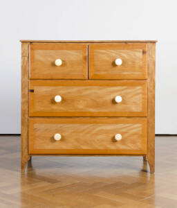 Unusual 4 drawer chest with turned ivory handles, Continental early to mid 19th century 94cm x 42cm x 89cm