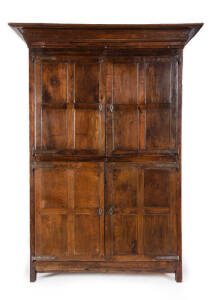 French 18th century oak 4 door cupboard. Peg-jointed panelled sides. Rich patina.&nbsp;140cm x 70cm